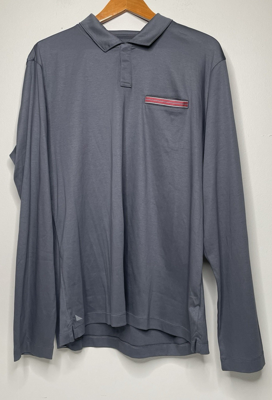UNTUCKit Damaschino Men’s XL Gray Long Sleeve Polo Shirt Pocket Regular Fit